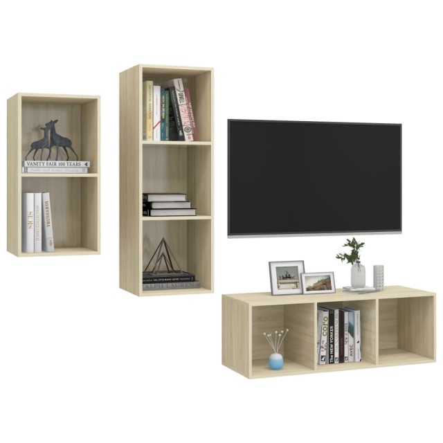 Ensemble de meubles TV 3 pcs Chêne sonoma Bois d'ingénierie