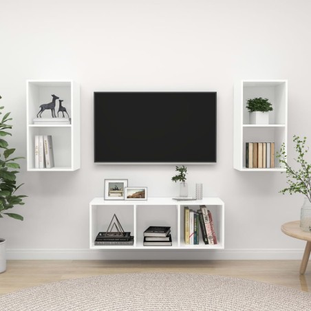 Ensemble de meuble TV 3 pcs Blanc Bois d'ingénierie