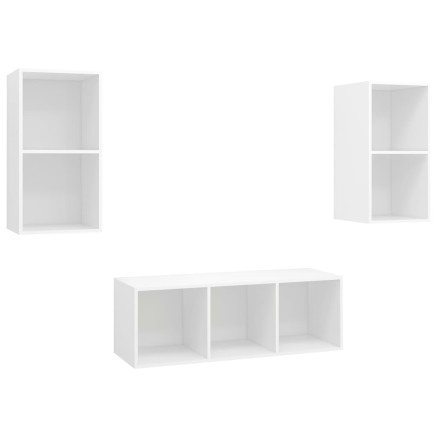 Ensemble de meuble TV 3 pcs Blanc Bois d'ingénierie 2