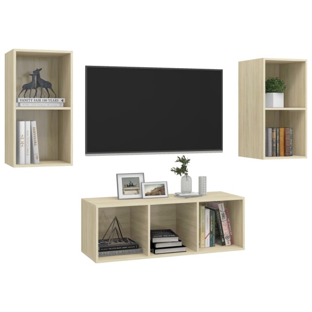 Ensemble de meubles TV 3 pcs Chêne sonoma Bois d'ingénierie
