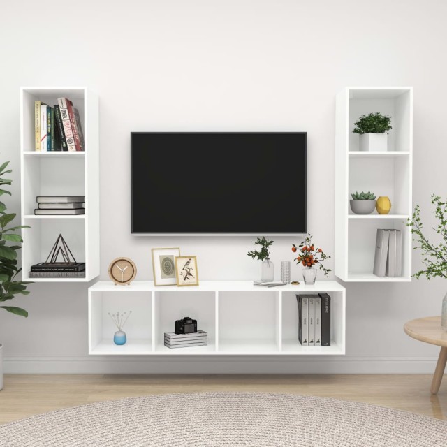 Ensemble de meuble TV 3 pcs Blanc Bois d'ingénierie