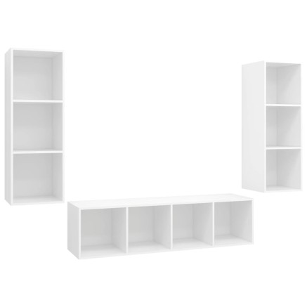 Ensemble de meuble TV 3 pcs Blanc Bois d'ingénierie 2