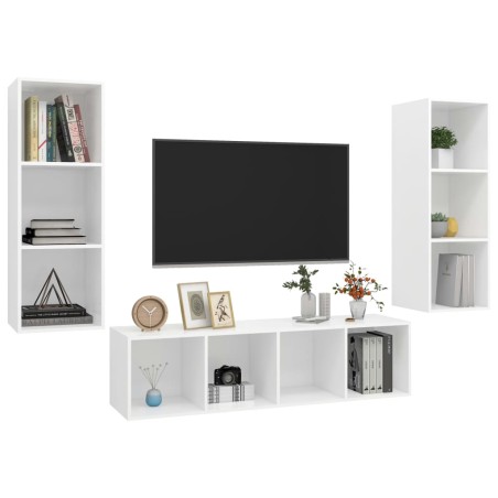 Ensemble de meuble TV 3 pcs Blanc Bois d'ingénierie