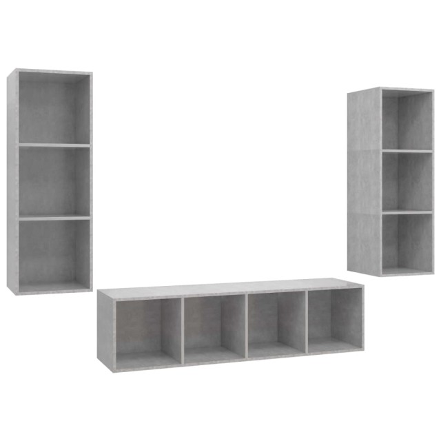 Ensemble de meuble TV 3 pcs Gris béton Bois d'ingénierie