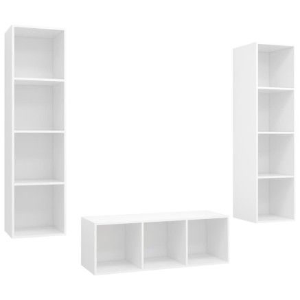 Ensemble de meuble TV 3 pcs Blanc Bois d'ingénierie 2