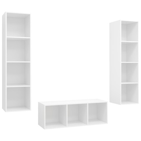 Ensemble de meuble TV 3 pcs Blanc Bois d'ingénierie