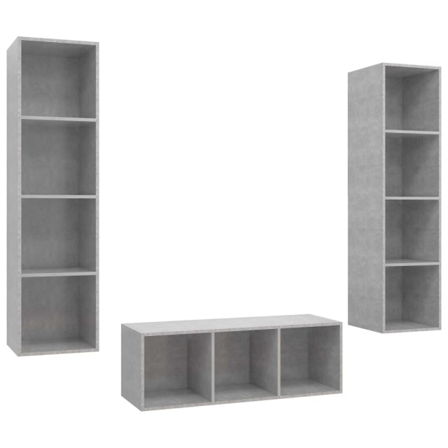 Ensemble de meuble TV 3 pcs Gris béton Bois d'ingénierie