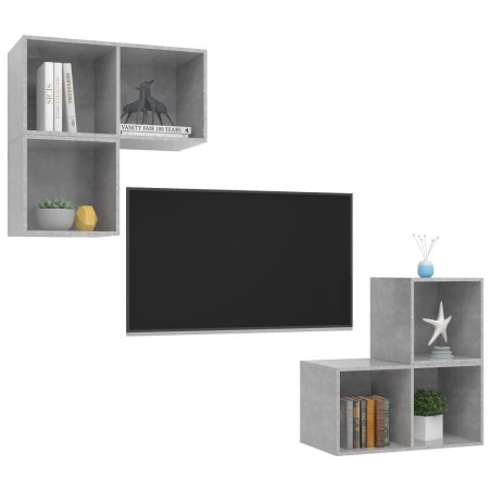 Ensemble de meubles TV 4 pcs Gris béton Bois d'ingénierie