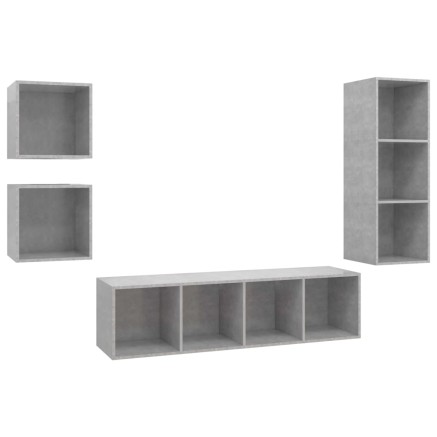 Ensemble de meuble TV 4 pcs Gris béton Bois d'ingénierie 2