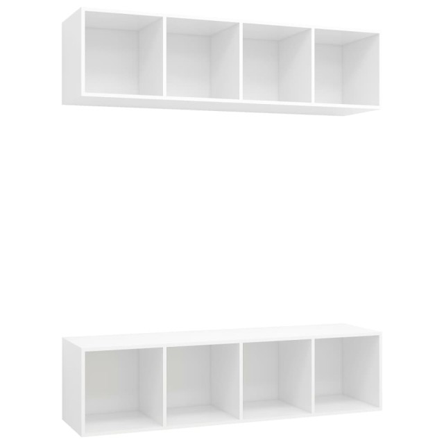 Meubles TV muraux 2 pcs Blanc Bois d'ingénierie