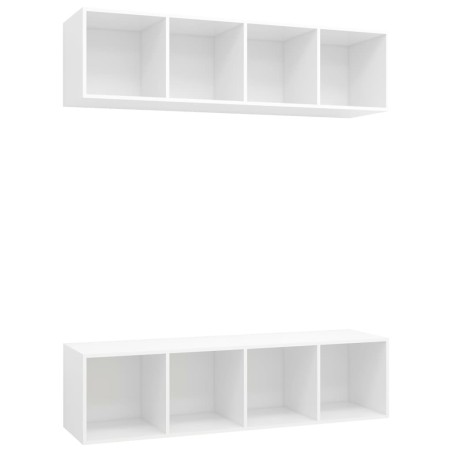 Meubles TV muraux 2 pcs Blanc Bois d'ingénierie