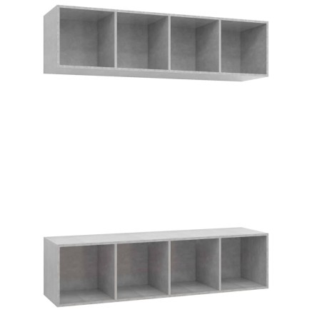 Meubles TV muraux 2 pcs Gris béton Bois d'ingénierie 2