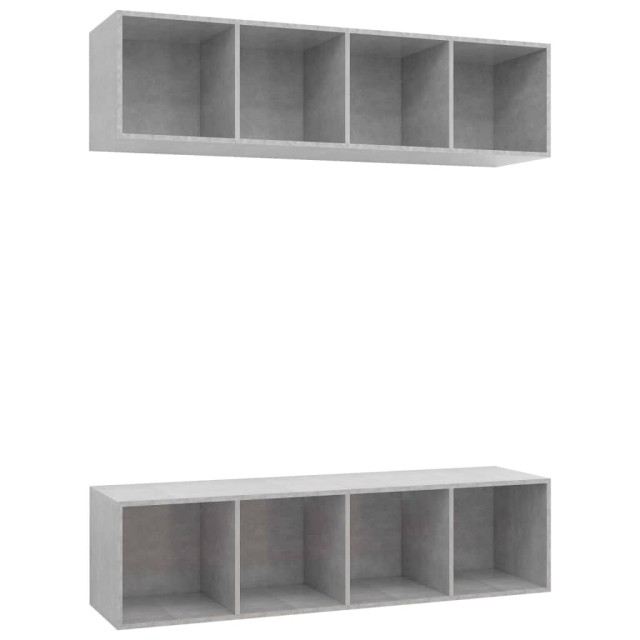 Meubles TV muraux 2 pcs Gris béton Bois d'ingénierie