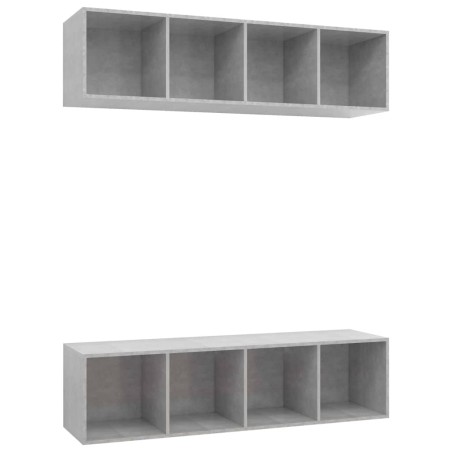 Meubles TV muraux 2 pcs Gris béton Bois d'ingénierie