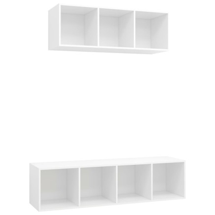 Ensemble de meuble TV 2 pcs Blanc Bois d'ingénierie 2