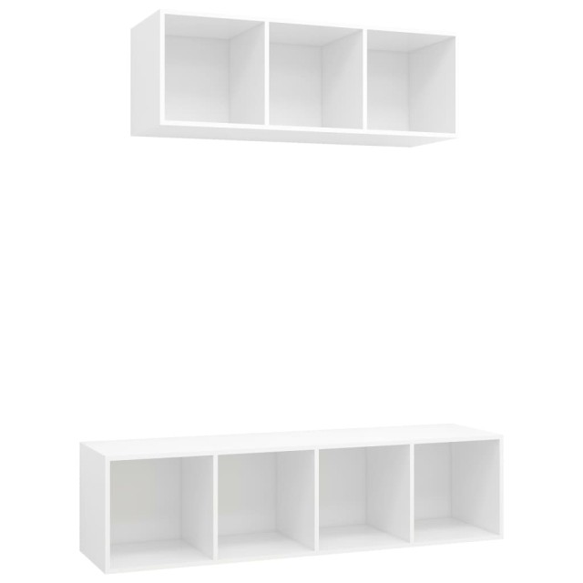Ensemble de meuble TV 2 pcs Blanc Bois d'ingénierie