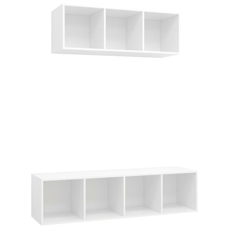Ensemble de meuble TV 2 pcs Blanc Bois d'ingénierie
