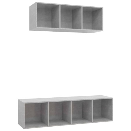 Ensemble de meuble TV 2 pcs Gris béton Bois d'ingénierie