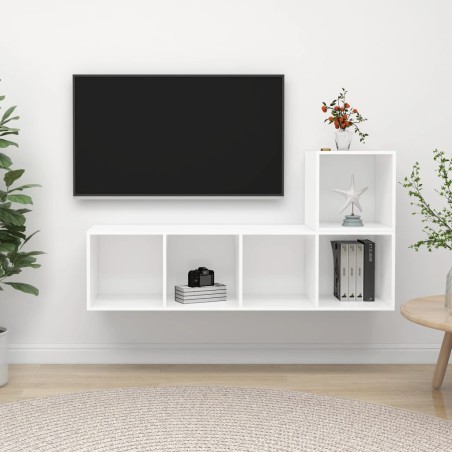 Ensemble de meuble TV 2 pcs Blanc Bois d'ingénierie