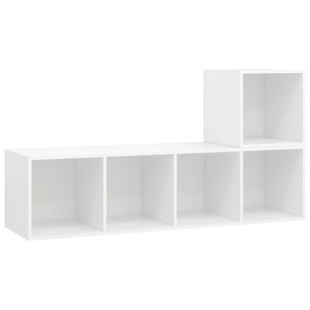 Ensemble de meuble TV 2 pcs Blanc Bois d'ingénierie 2