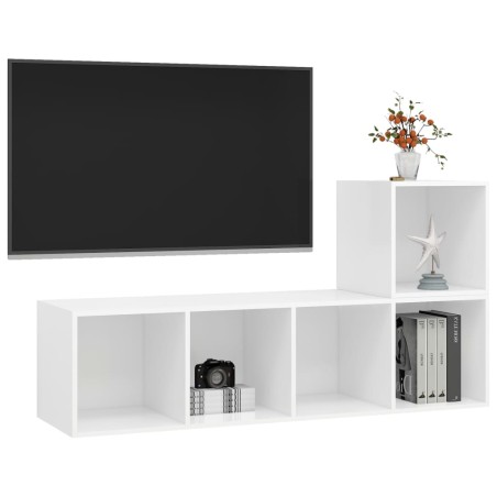 Ensemble de meuble TV 2 pcs Blanc Bois d'ingénierie
