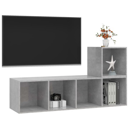 Ensemble de meuble TV 2 pcs Gris béton Bois d'ingénierie