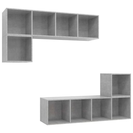 Ensemble de meuble TV 4 pcs Gris béton Bois d'ingénierie 2