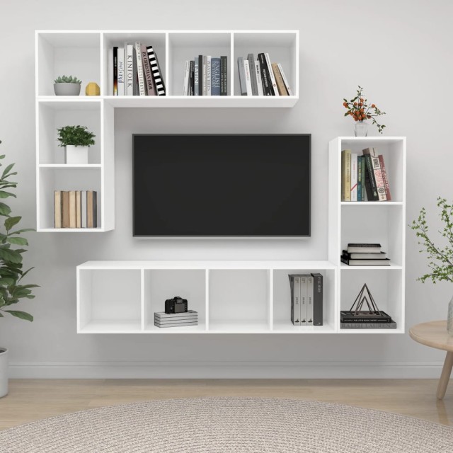 Ensemble de meubles TV 4 pcs Blanc Bois d'ingénierie