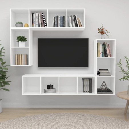 Ensemble de meubles TV 4 pcs Blanc Bois d'ingénierie