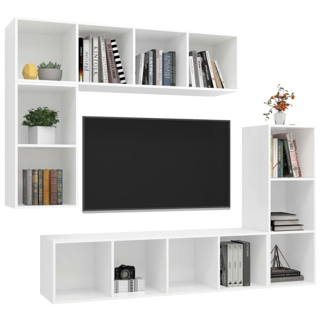 Ensemble de meubles TV 4 pcs Blanc Bois d'ingénierie