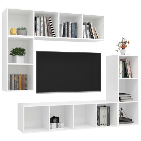 Ensemble de meubles TV 4 pcs Blanc Bois d'ingénierie