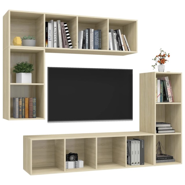 Ensemble de meubles TV 4 pcs Chêne sonoma Bois d'ingénierie