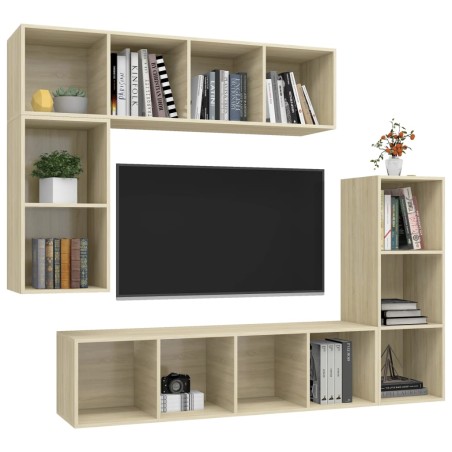 Ensemble de meubles TV 4 pcs Chêne sonoma Bois d'ingénierie
