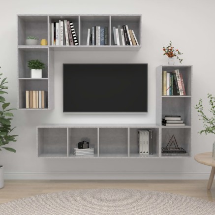 Ensemble de meubles TV 4 pcs Gris béton Bois d'ingénierie