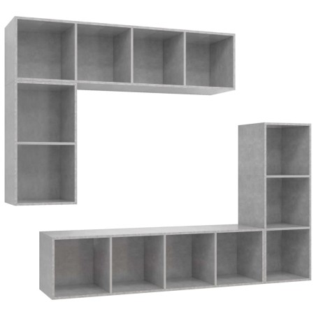 Ensemble de meubles TV 4 pcs Gris béton Bois d'ingénierie