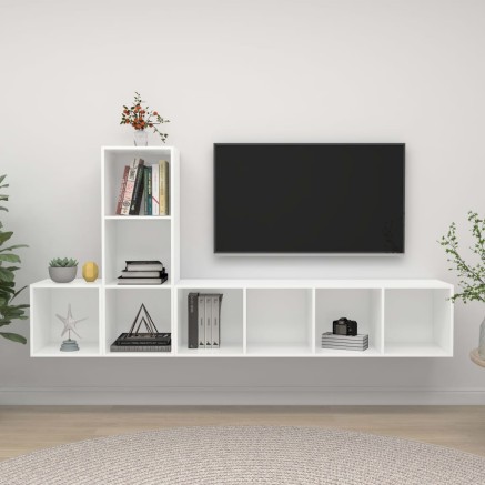 Ensemble de meuble TV 3 pcs Blanc Bois d'ingénierie