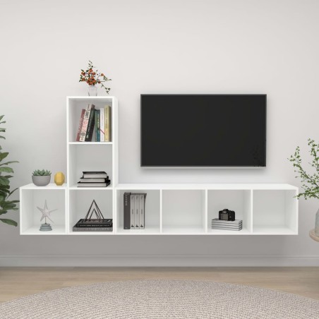 Ensemble de meuble TV 3 pcs Blanc Bois d'ingénierie