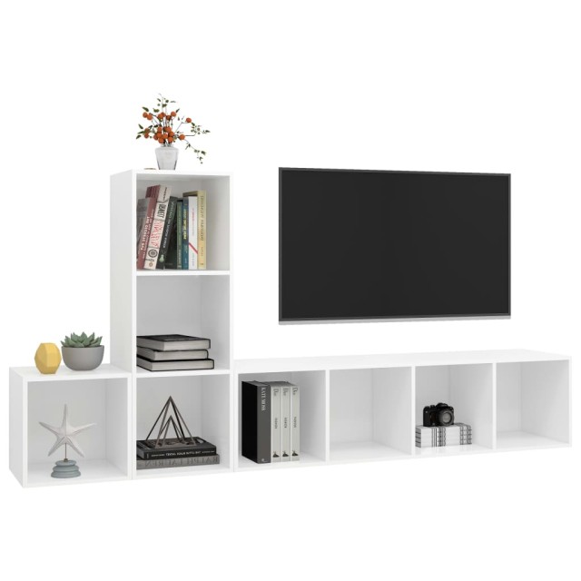 Ensemble de meuble TV 3 pcs Blanc Bois d'ingénierie