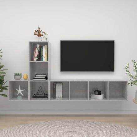 Ensemble de meuble TV 3 pcs Gris béton Bois d'ingénierie
