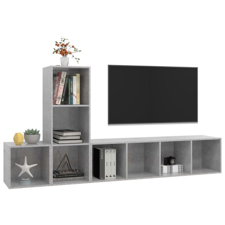 Ensemble de meuble TV 3 pcs Gris béton Bois d'ingénierie