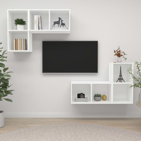 Meubles TV muraux 4 pcs Blanc Bois d'ingénierie