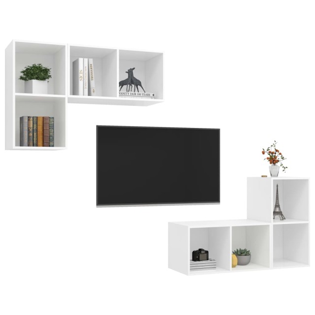 Meubles TV muraux 4 pcs Blanc Bois d'ingénierie