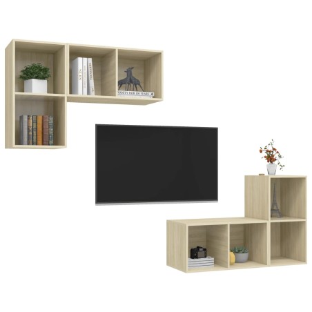 Meubles TV muraux 4 pcs Chêne sonoma Bois d'ingénierie
