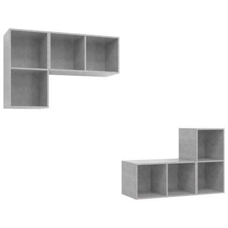 Meubles TV muraux 4 pcs Gris béton Bois d'ingénierie