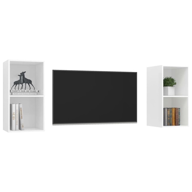 Meubles TV muraux 2 pcs Blanc Bois d'ingénierie
