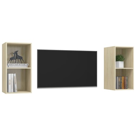 Meubles TV muraux 2 pcs Chêne sonoma Bois d'ingénierie