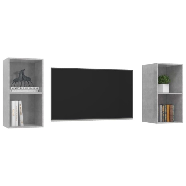 Meubles TV muraux 2 pcs Gris béton Bois d'ingénierie