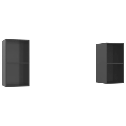 Meubles TV muraux 2 pcs Gris brillant Bois d'ingénierie 2