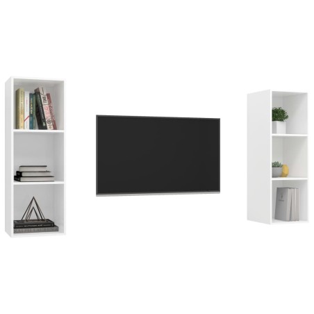 Meubles TV muraux 2 pcs Blanc Bois d'ingénierie