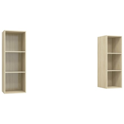 Meubles TV muraux 2 pcs Chêne sonoma Bois d'ingénierie 2